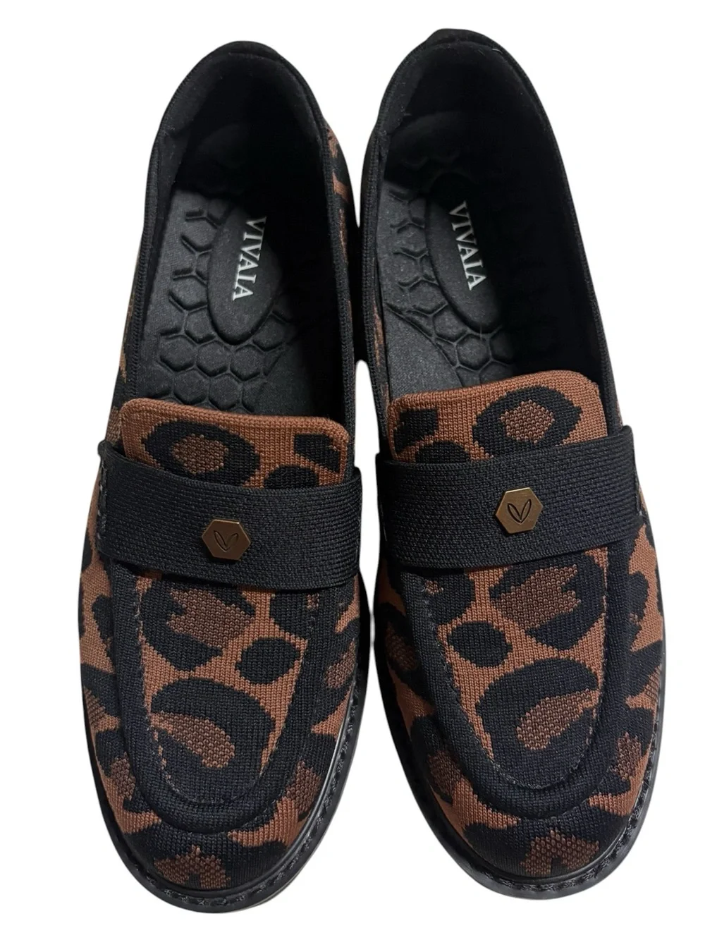 Vivaia Francesca round-toe platform chunky heel penny loafers leopard-print 7.5